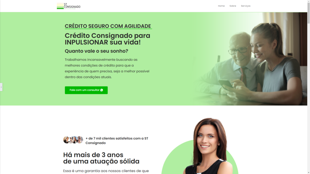 imagem da home page do site st consignado