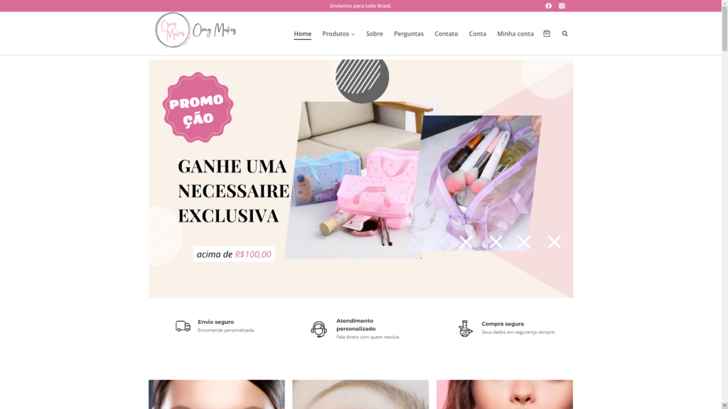 imagem da home page do site omg makes