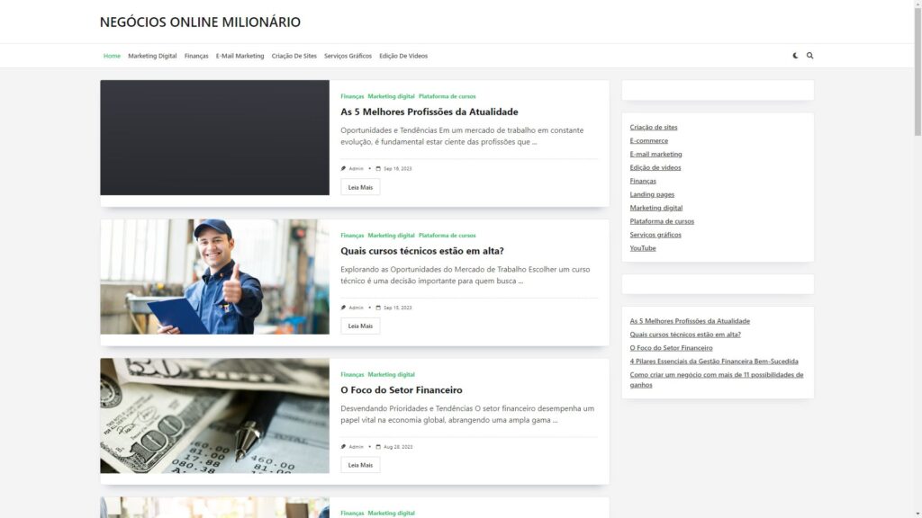 Blog Negócios Online Milionário